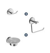 COMBO VAINSA INOX  JABONERA+ PERCHERO + PAPELERA